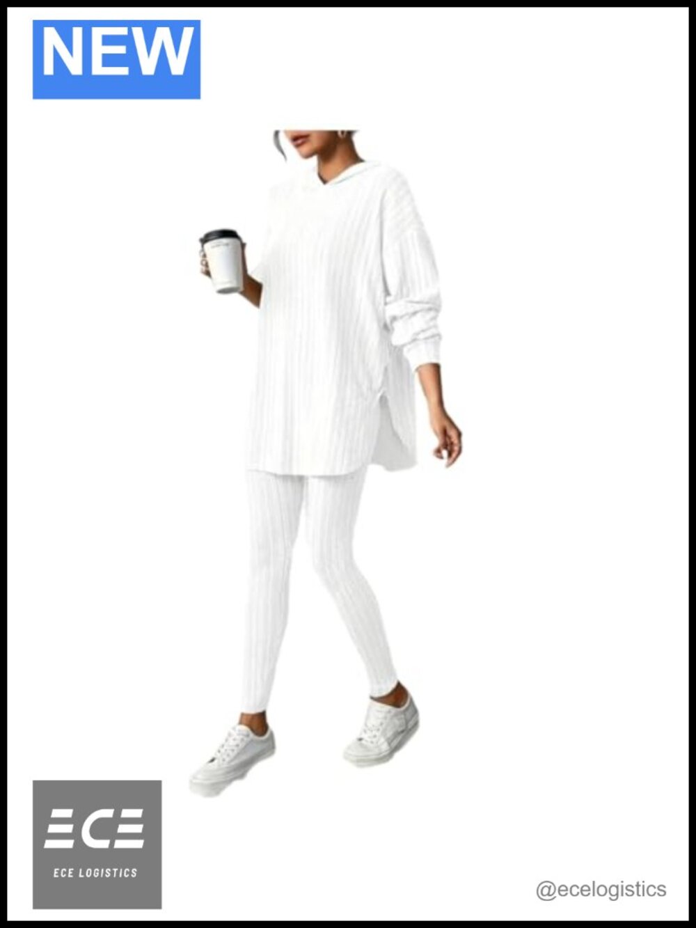 Ribbed Knit Lounge Set Oversized Hoodie & High Waist Leggings 2 Piece